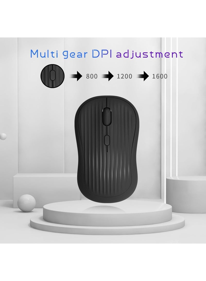 SOLARAE Bluetooth Wireless Mouse, 2.4G Silent Mouse, Rechargeable DPI 800 1200 1600 Wireless Mouse, Portable Computer Mouse with USB Nano Receiver for Laptop, PC, Mac, Windows, Black - Image 4