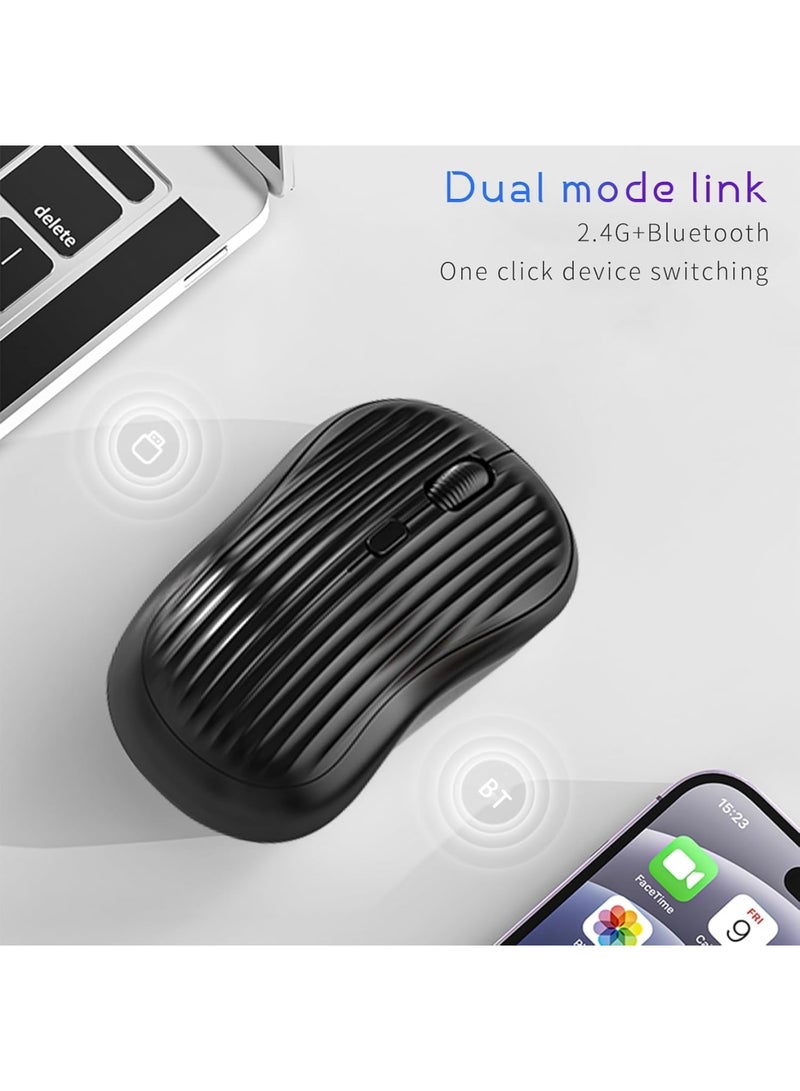 SOLARAE Bluetooth Wireless Mouse, 2.4G Silent Mouse, Rechargeable DPI 800 1200 1600 Wireless Mouse, Portable Computer Mouse with USB Nano Receiver for Laptop, PC, Mac, Windows, Black - Image 2