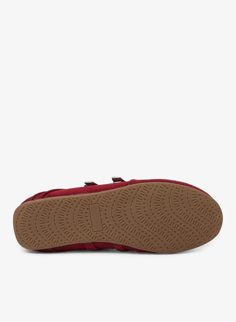 Styli  Red Solid Round Toe Velcro Sneakers for Women | Best Price UAE