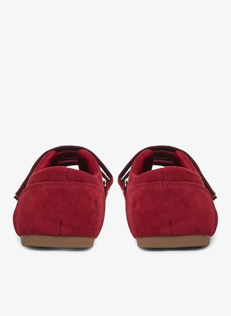 Styli  Red Solid Round Toe Velcro Sneakers for Women | Best Price UAE