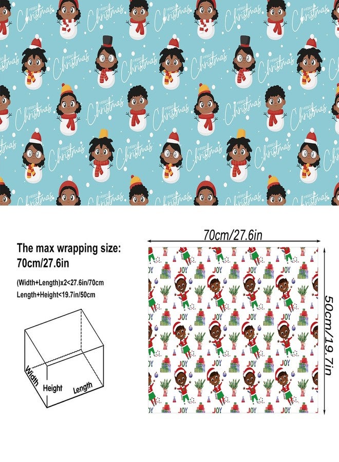Vnaaem African American Christmas Wrapping Paper Black Santa Gift Wrap for Boys Girls Kids Women Holiday Baby Shower Decoration - 20 X 28Inches Per Sheet(8 Pack - Image 3