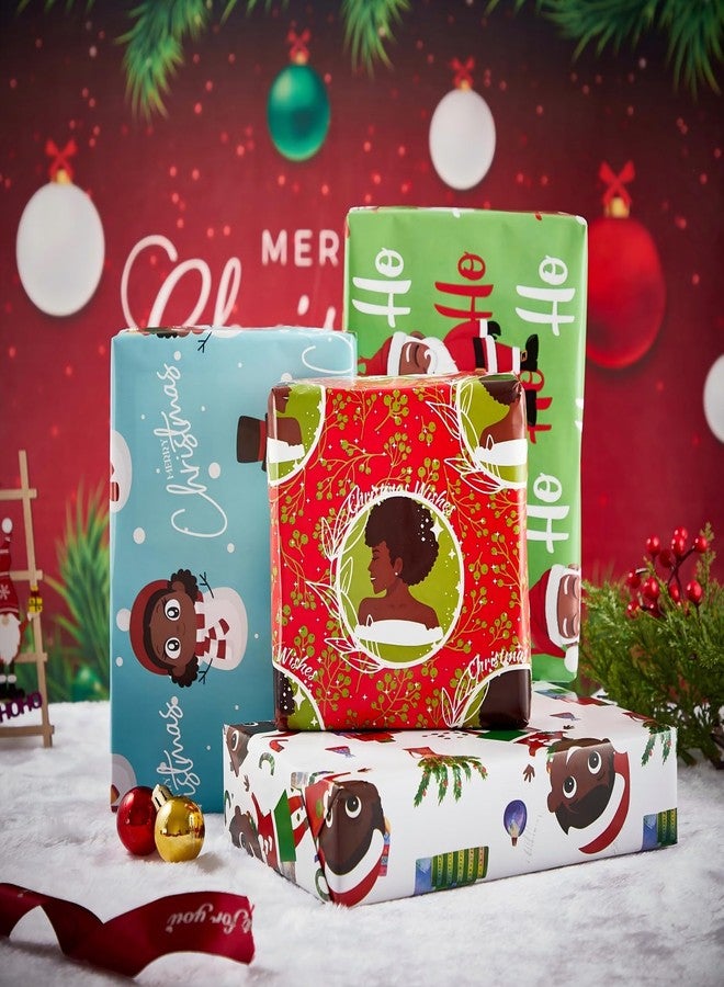 Vnaaem African American Christmas Wrapping Paper Black Santa Gift Wrap for Boys Girls Kids Women Holiday Baby Shower Decoration - 20 X 28Inches Per Sheet(8 Pack - Image 5