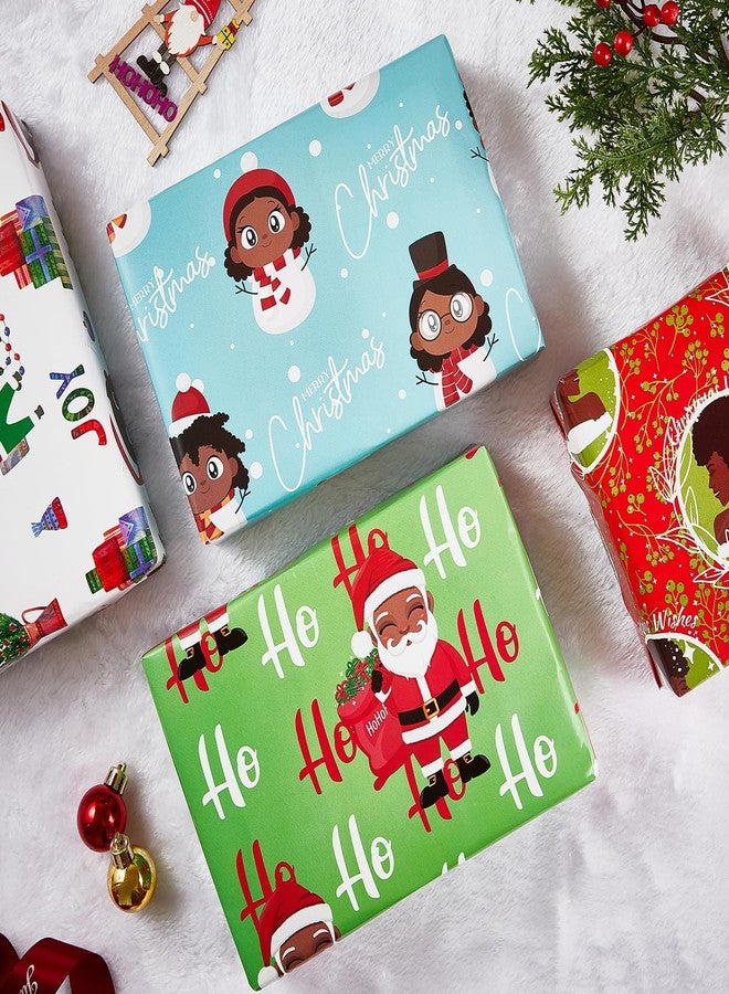 Vnaaem African American Christmas Wrapping Paper Black Santa Gift Wrap for Boys Girls Kids Women Holiday Baby Shower Decoration - 20 X 28Inches Per Sheet(8 Pack - Image 4