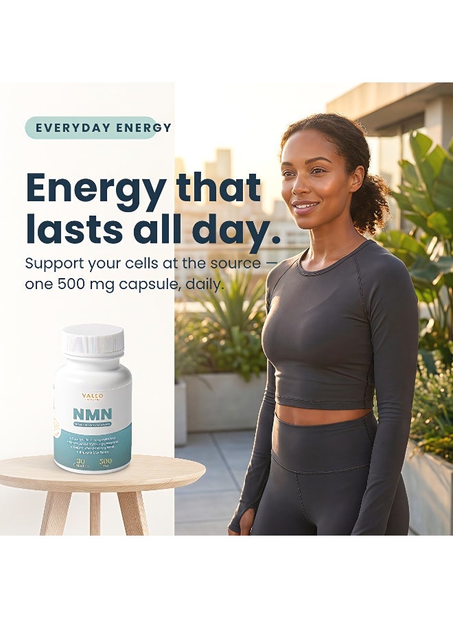 VALEO NMN 500mg Capsules: Pure Nicotinamide Mononucleotide NAD+ Booster for Anti-Ageing, Cellular Energy, Focus & Longevity Support. High-Purity Single Ingredient, Made in the UK – 30 Capsules (30-Day Supply) - Image 3