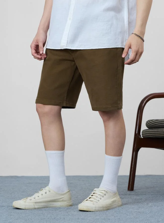 ذا سوليد ستور شورت دنيم سادة بطول الركبة