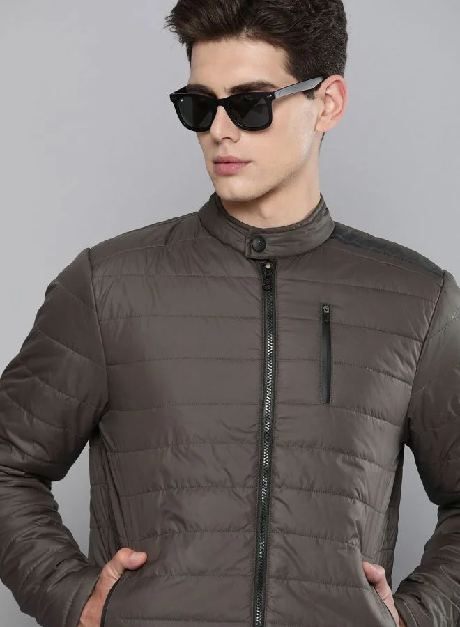 ذا انديان كراج كو The Indian Garage Co Men Slim Fit Solid Round Neck Long Sleeves Jacket