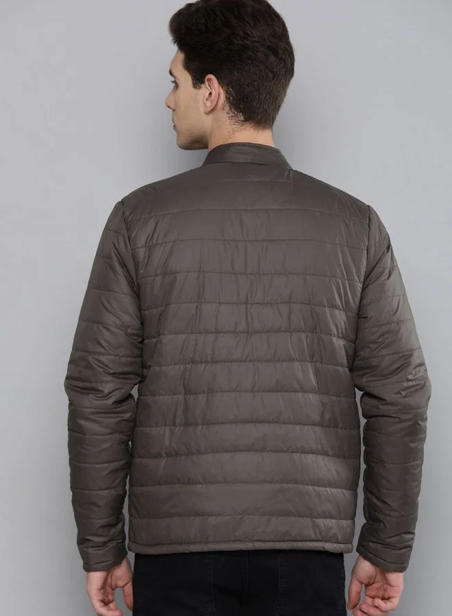 ذا انديان كراج كو The Indian Garage Co Men Slim Fit Solid Round Neck Long Sleeves Jacket