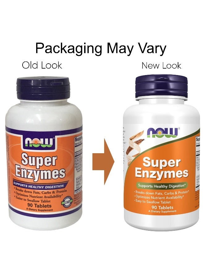 Now Foods Super Enzymes 90 Tablets Packaging May Vary - Image 1