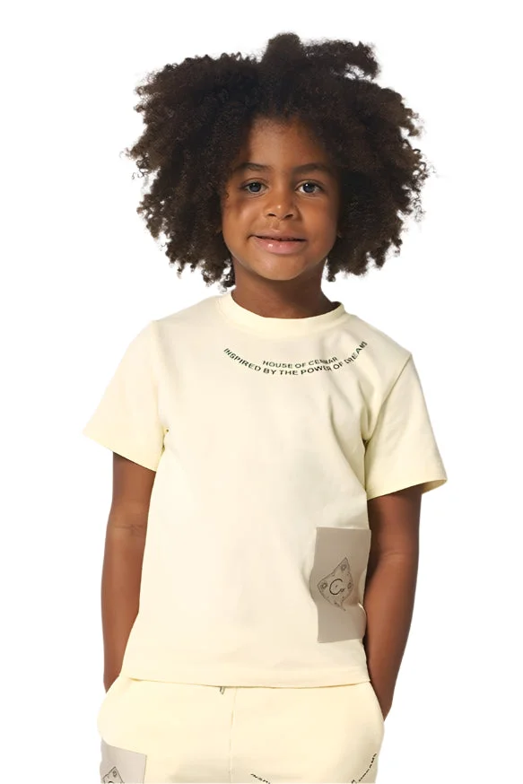 House Of Cenmar Yellow T-Shirt With Power Of Dreams Print