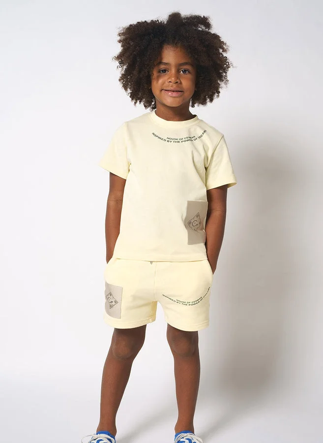 House Of Cenmar Yellow T-Shirt With Power Of Dreams Print