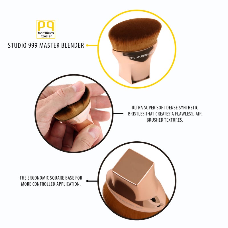 Bdellium Tools Professional Makeup Brush - Studio Series 999 Master Blender - With Soft Synthetic Fibers, For Smooth & Flawless Finish (Rose Gold, 1pc) - Image 2