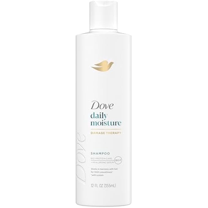 Dove Damage Therapy Shampoo Daily Moisture for Dry Hair with Bio-Protein Care Technology and Hyaluronic Serum 12 Fl Oz