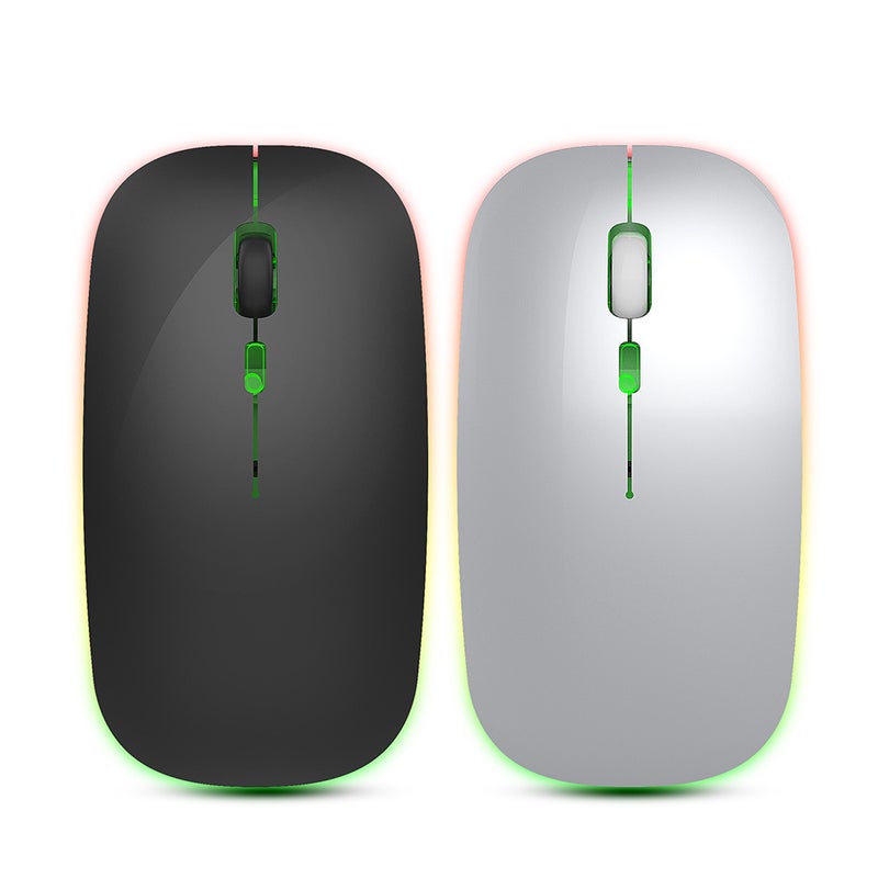 الماوس اللاسلكي LED ، ماتي الأسود ، الماوس الصامت اللاسلكي القابل لإعادة الشحن ، 2.4G المحمولة USB البصرية الفئران اللاسلكية الكمبيوتر مع جهاز استقبال USB. - Image 3