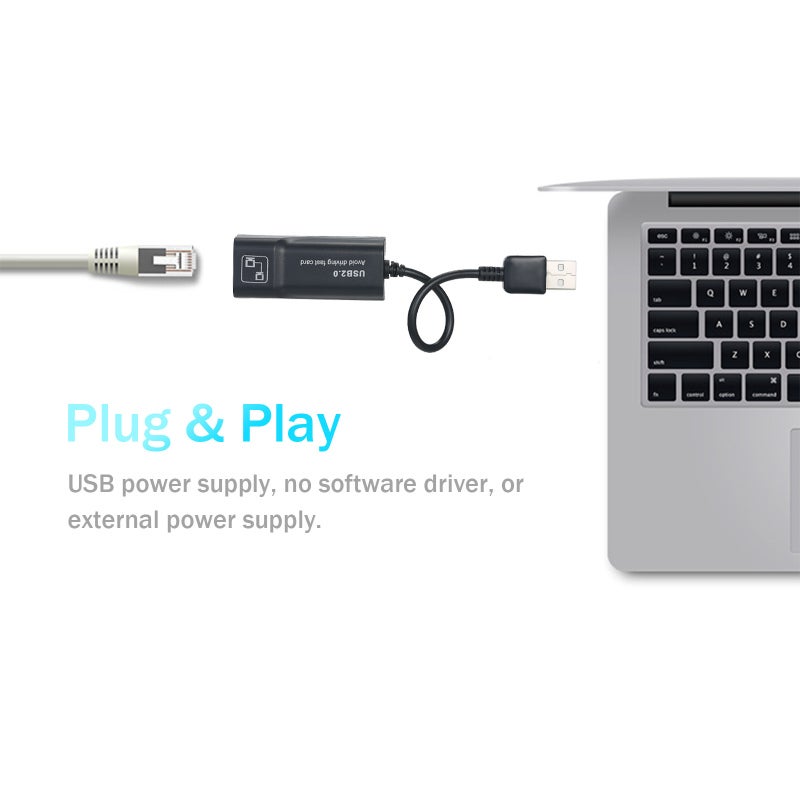 USB Ethernet Adapter: 100Mbps USB 2.0, Lightweight ABS Shell, Plug And Play - High Speed Wired Connection RJ45 Converter For Laptops, Macbook Air, Video Conferencing, Gaming - Image 2