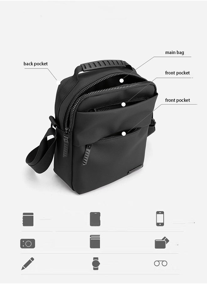 HOOPZOZA Sling Crossbody Bag 1PCS Man Shoulder Bag Small Shoulder Backpack for Men Chest Bags Multipurpose Cross Body with Detachable Strap Casual Daypack for Business Travel Cycling Hiking Purse Bag Black  - Image 4