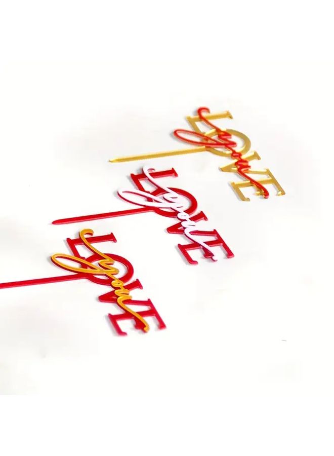 Golden Acrylic Wedding Cake Topper Love Decoration For Valentines Party - Image 4