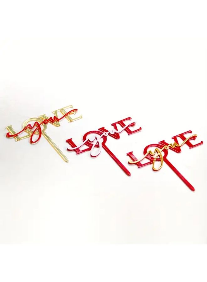 Golden Acrylic Wedding Cake Topper Love Decoration For Valentines Party - Image 2