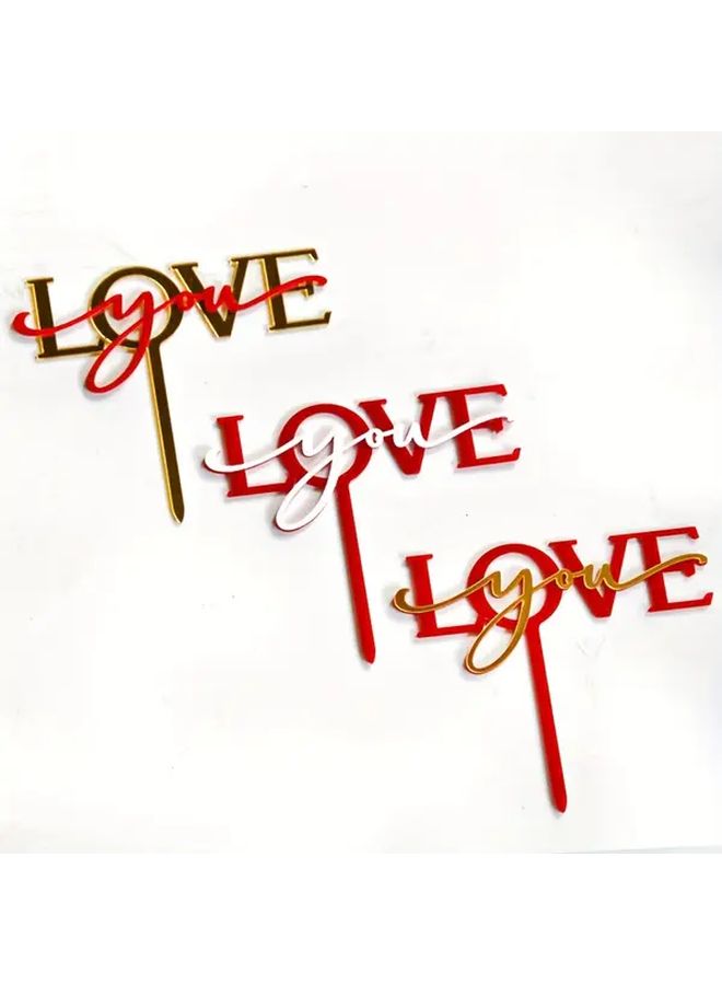 Golden Acrylic Wedding Cake Topper Love Decoration For Valentines Party - Image 1