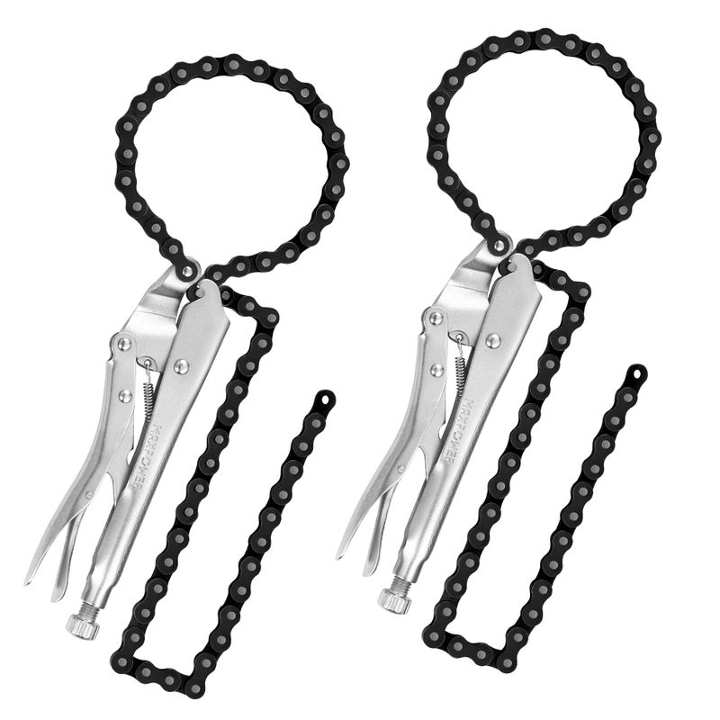 Maxpower مشبك سلسلة قفل MAXPOWER، كماشة سلسلة قفل 9 بوصة مع سلسلة بطول 35.8 بوصة، عبوة من 2 - Image 1