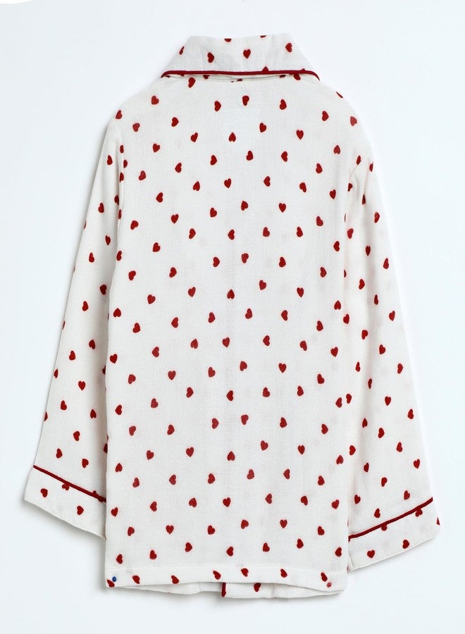 Cocoon Care Muslin Cotton Printed Night Suit for Boys and Girls | Sleepwear for Babies | Winter Pajama Set for Kids | Night wear for Baby | 18-24 M | Heart - Image 2