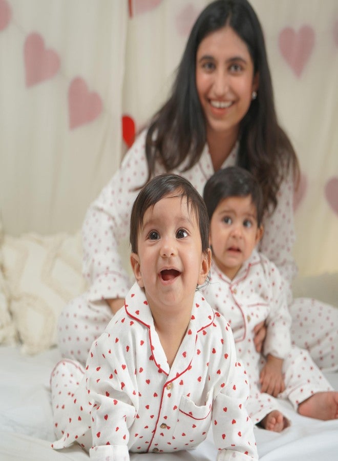 Cocoon Care Muslin Cotton Printed Night Suit for Boys and Girls | Sleepwear for Babies | Winter Pajama Set for Kids | Night wear for Baby | 18-24 M | Heart - Image 3
