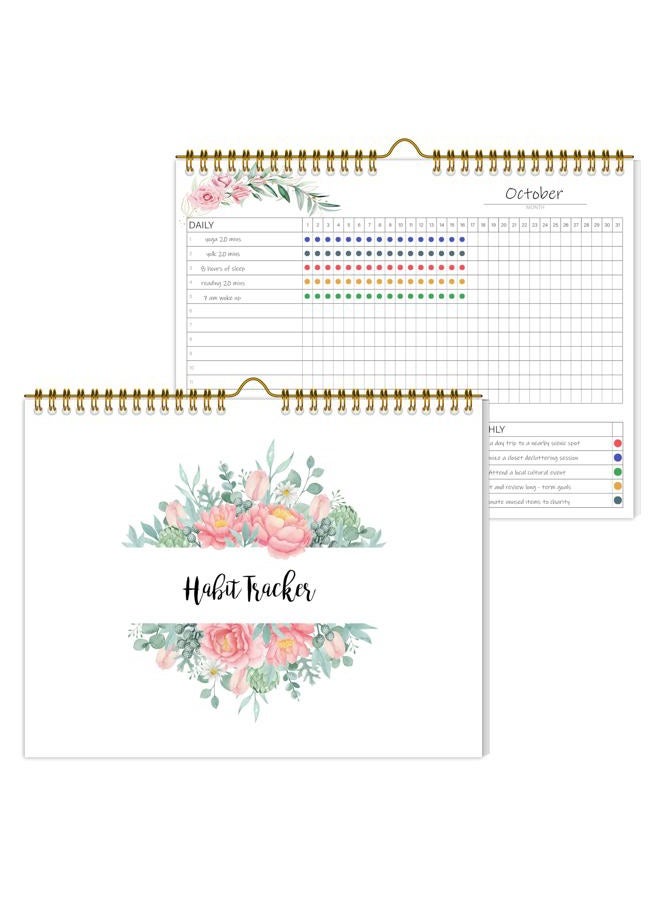 KAICN Habit Tracker Calendar,12 Monthly Habit Tracker Journal with Spiral Binding,Undated Weekly Monthly Planner to Boost Productivity&Self Improvement,8"x10"(Pink) - Image 1