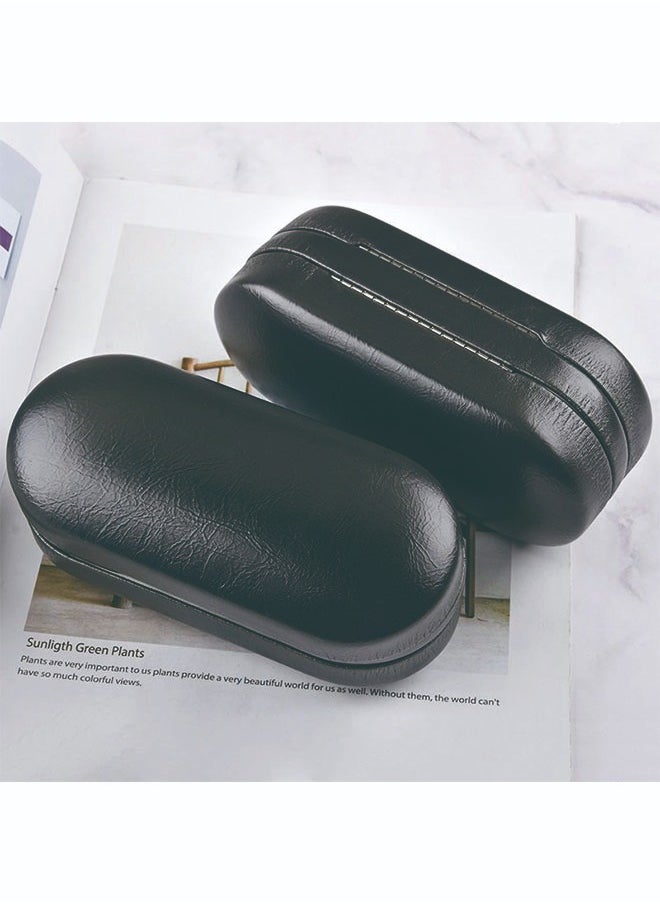 Generic - 2 in 1 Double Sided Portable Contact Lens Case and Glasses Case, Dual Use Design with Built in Mirror, Tweezer and Contact Lens Solution Bottle Included, Leather Leak Proof Box - Image 1