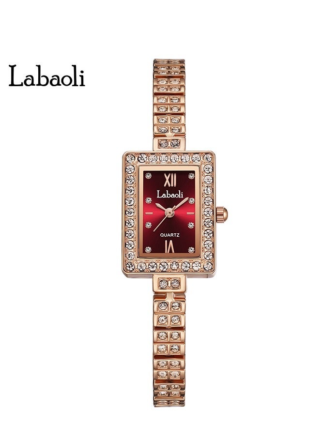 Labaoli ساعة لاباولي نيو لايت الفاخرة بسوار مربع من الكوارتز للنساء مقاومة للماء ومرصعة بالألماس - Image 1
