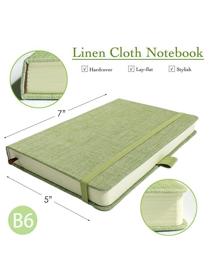 ipoul Linen Notebook, College Ruled, Hardcover, Lay Flat, B6, Small, 5x7, Thick, 100gsm, Green, Journal for Writing, Notebook for Work, Office - Image 5