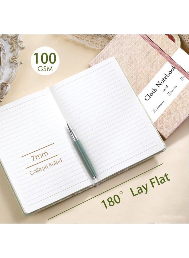 ipoul Linen Notebook, College Ruled, Hardcover, Lay Flat, B6, Small, 5x7, Thick, 100gsm, Green, Journal for Writing, Notebook for Work, Office - Image 3