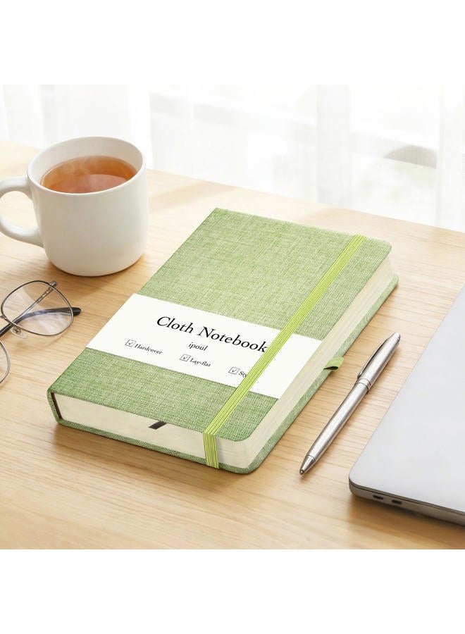 ipoul Linen Notebook, College Ruled, Hardcover, Lay Flat, B6, Small, 5x7, Thick, 100gsm, Green, Journal for Writing, Notebook for Work, Office - Image 2