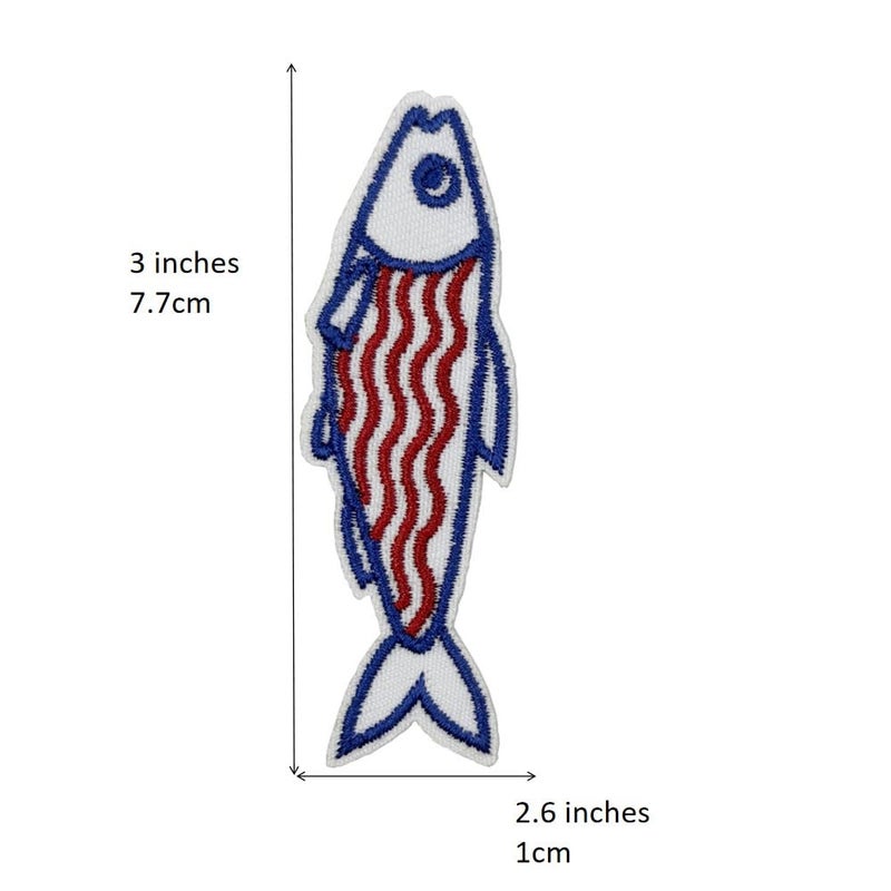 ReelFun 3'' Sardines Fish Summer Embroidered Iron-On Patches - Image 2