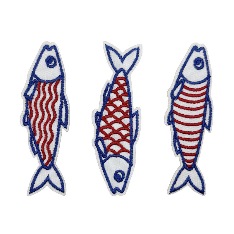 ReelFun 3'' Sardines Fish Summer Embroidered Iron-On Patches - Image 1