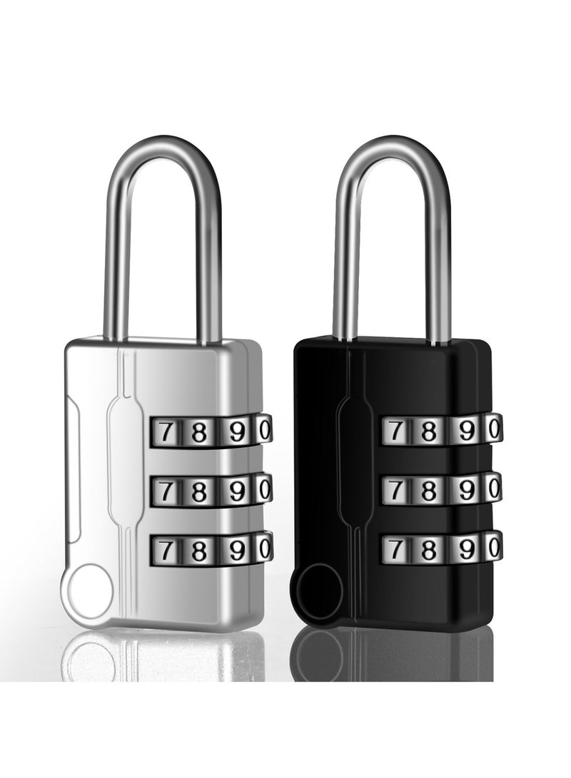 KASTWAVE Suitcase Locks Luggage Locks, TSA Approved Luggage Lock, Zinc Alloy Security Padlock, 3-Dial Combination Padlock for Luggage, Suitcases, Backpacks, Duffle Bag 2Pcs (Black & Silver) - Image 1