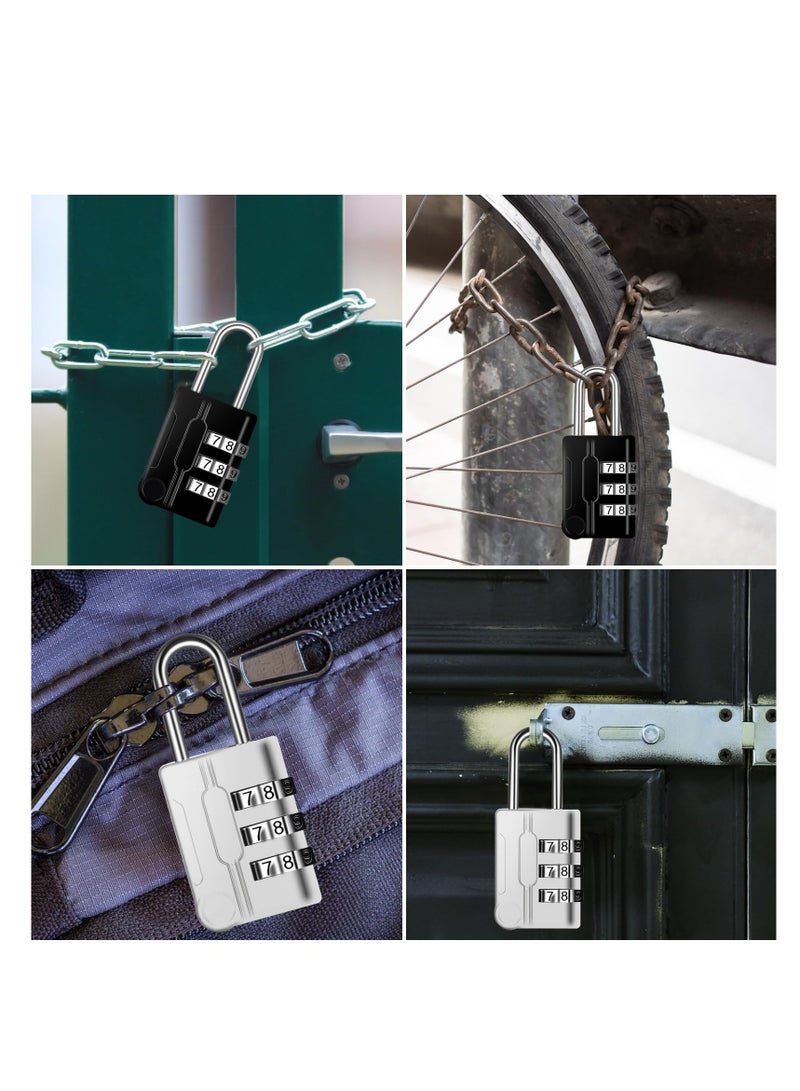 KASTWAVE Suitcase Locks Luggage Locks, TSA Approved Luggage Lock, Zinc Alloy Security Padlock, 3-Dial Combination Padlock for Luggage, Suitcases, Backpacks, Duffle Bag 2Pcs (Black & Silver) - Image 2