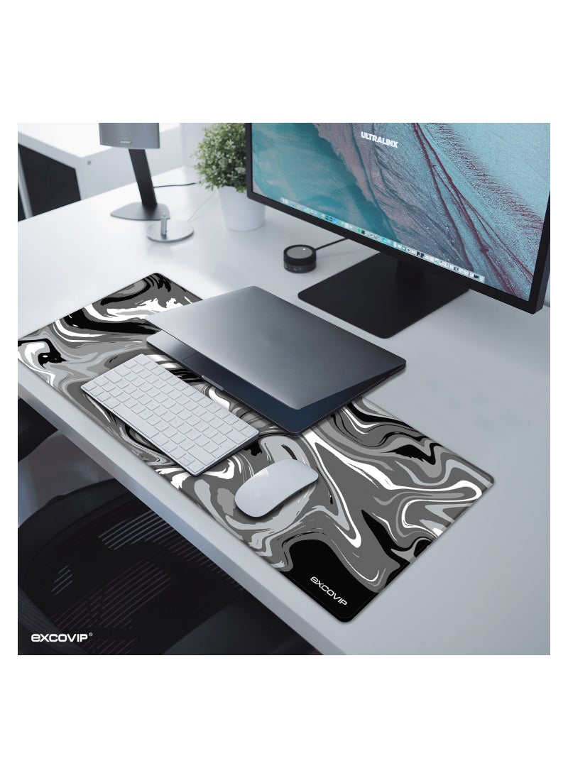 Large Gaming Mouse Pad,Anti-Skid Mousepad Large Keyboard Mouse Pad Desk Mat with Stitched Edges (700x300mm,Grey&Black)