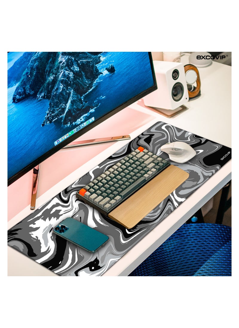 Large Gaming Mouse Pad,Anti-Skid Mousepad Large Keyboard Mouse Pad Desk Mat with Stitched Edges (700x300mm,Grey&Black)