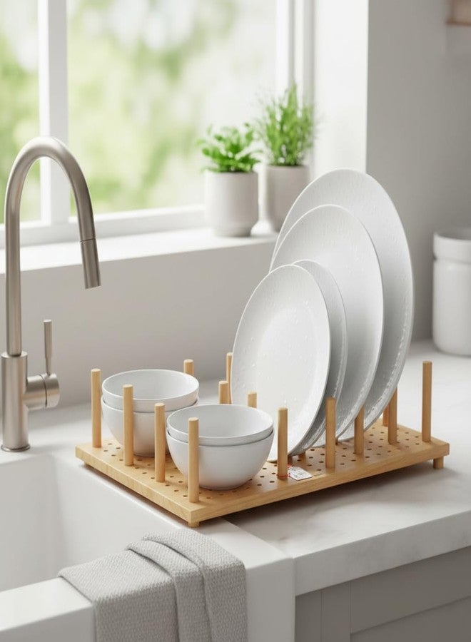 INOX Wooden Plate/Pot Holder with Rod Separator (600mm) Shelf Organizer Kitchen Dish Plate Drying Rack, Drawer Organizer - Image 2