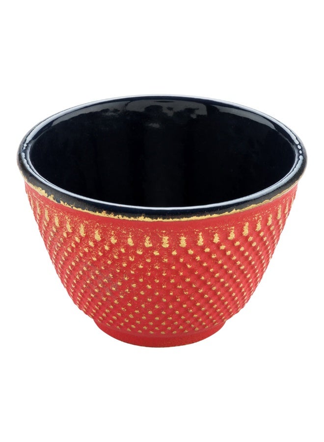 Restaurantware Tetsubin 4 Ounce Tea Cups, 2 Hobnail Traditional Japanese Tea Cups - Enamel Coated, Corrosion-Resistant, Red Cast Iron Small Tea Cups, Crack-Resistant, Rust-Resistant - Image 1