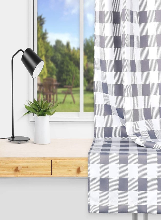 Simple Deluxe Buffalo Check Blackout Curtains Panels for Living Room, Bedroom Farmhouse Courtyard Style Room Darkening Thermal Insulated Plaid Grommet Curtain, 37" W x 63" L, White and Gray - Image 3