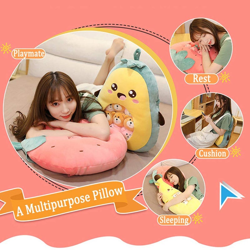 REFAHB Cute Throw Pillow Stuffed Banana Toys Removable Fluffy Creative Gifts for Teens Girls Kids - Image 3