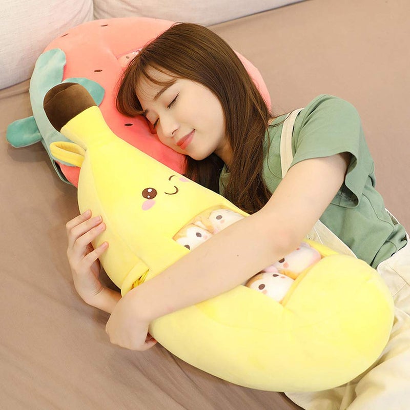 REFAHB Cute Throw Pillow Stuffed Banana Toys Removable Fluffy Creative Gifts for Teens Girls Kids - Image 5