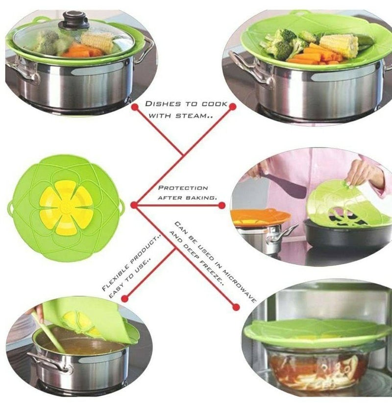 KACHKIT Spill Stopper Lid Cover,Anti Spill Lid Cover,Pot Cover Silicone Spill Stopper Lid,Boil Over Safeguard, 11inch/10.2inch Multi-Function Kitchen Tool(Pic-1 ;Multicolor). - Image 3