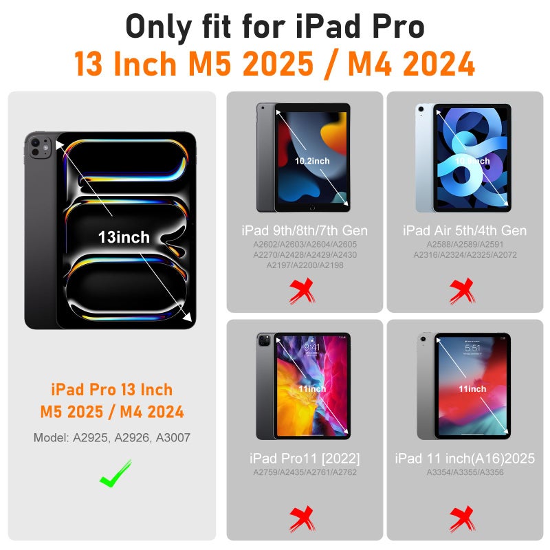 Auorld Case for iPad Pro 13 Inch M5 2025 / M4 2024, Auorld for iPad Pro 13 Inch M5 2025 with Screen Protector, 360 Degree Rotating Stand Shoulder Strap Pencil Holder, Purple Mint - Image 2