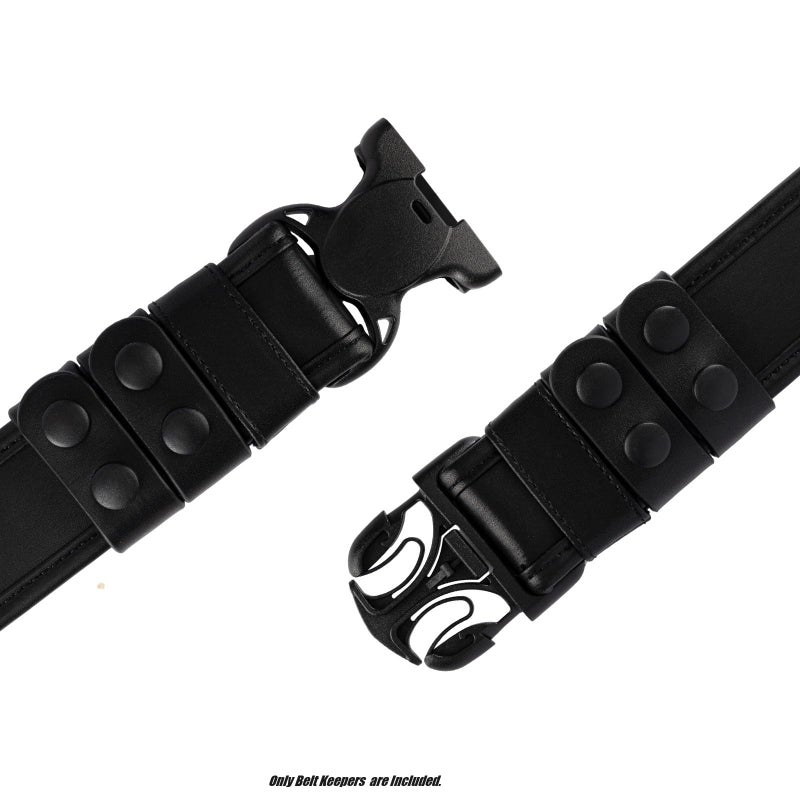 TACNEX Duty Belt Keepers w/Double Snaps for 2" Wide Belt Police Law Enforcement Security Leather Utility Tactical Belt Accessories Plain Black - Image 3