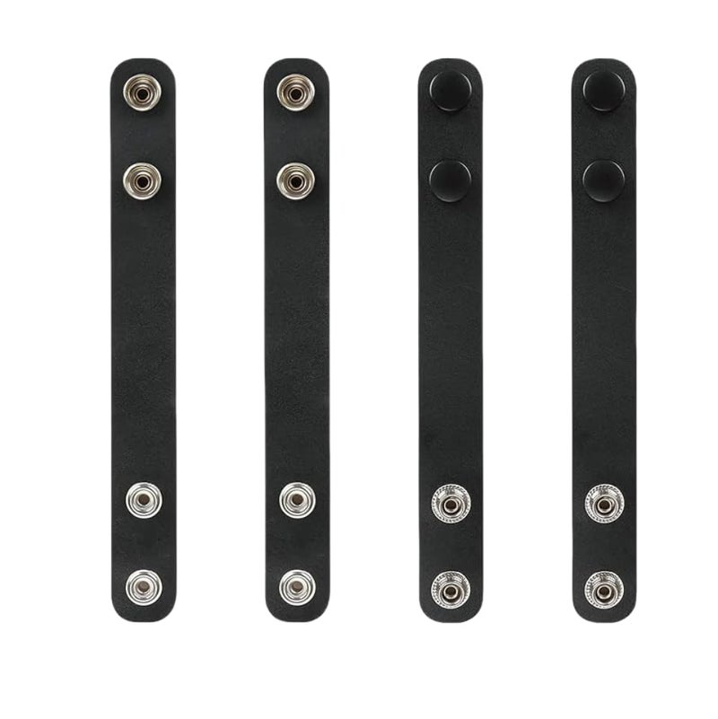 TACNEX Duty Belt Keepers w/Double Snaps for 2" Wide Belt Police Law Enforcement Security Leather Utility Tactical Belt Accessories Plain Black - Image 1
