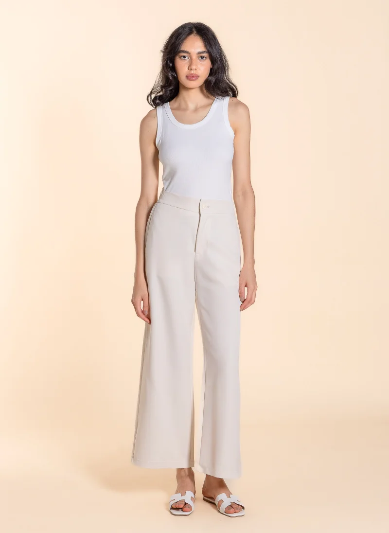 Shapes beige WIDE LEG TROUSERS for Women | Best Price UAE