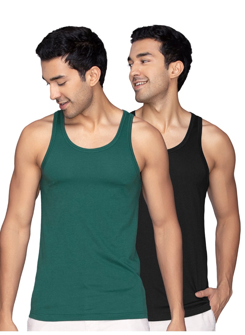 اكس واي اكس اكس XYXX صدرية رجالية سادة بقصّة عادية من القطن الممشط، عبوة من قطعتين - Image 1