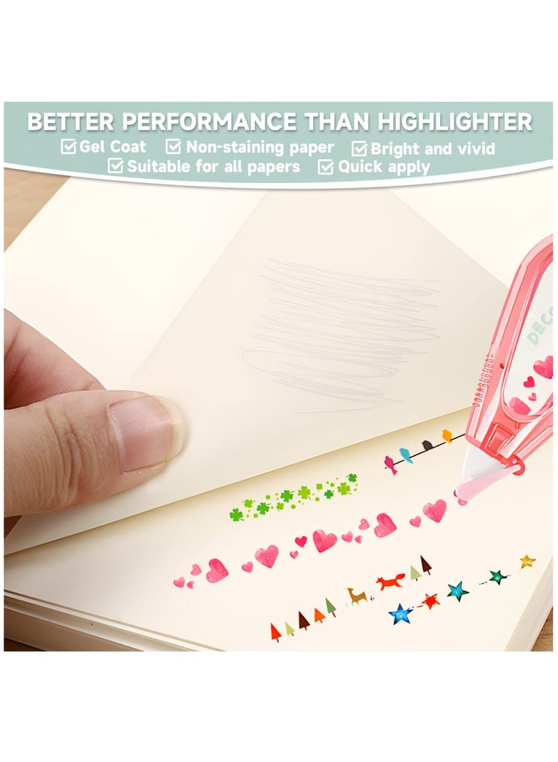 SOLARAE Decorative Correction Tape, 5 Pcs DIY Cartoon Pattern Decorative Tape, Decorative Curve Highlighter for Scrapbooking Greeting Card Letter Diary, Stationery Supplies - Image 4