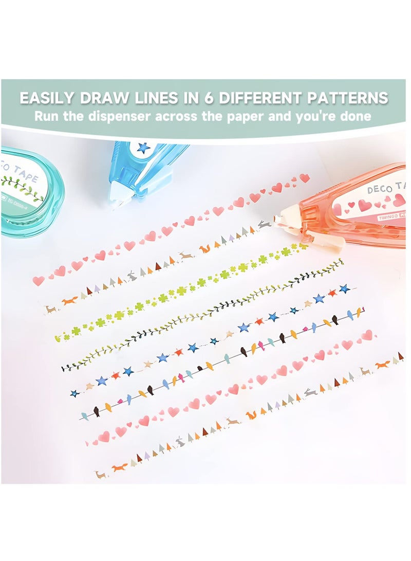 SOLARAE Decorative Correction Tape, 5 Pcs DIY Cartoon Pattern Decorative Tape, Decorative Curve Highlighter for Scrapbooking Greeting Card Letter Diary, Stationery Supplies - Image 2